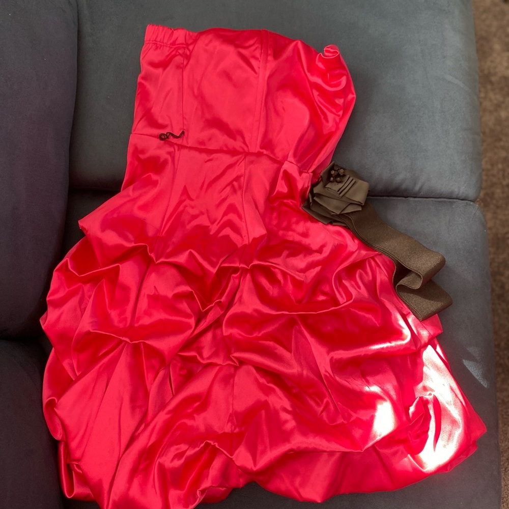 Hot pink strapless fun silky dress